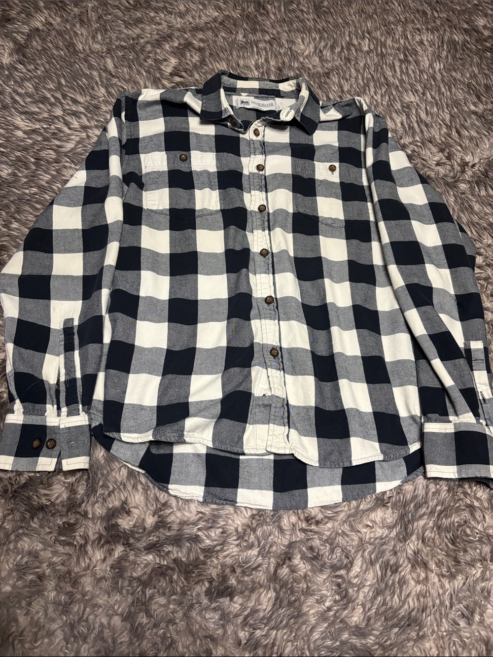Men's Black and White Buffalo Check flannel Shirt